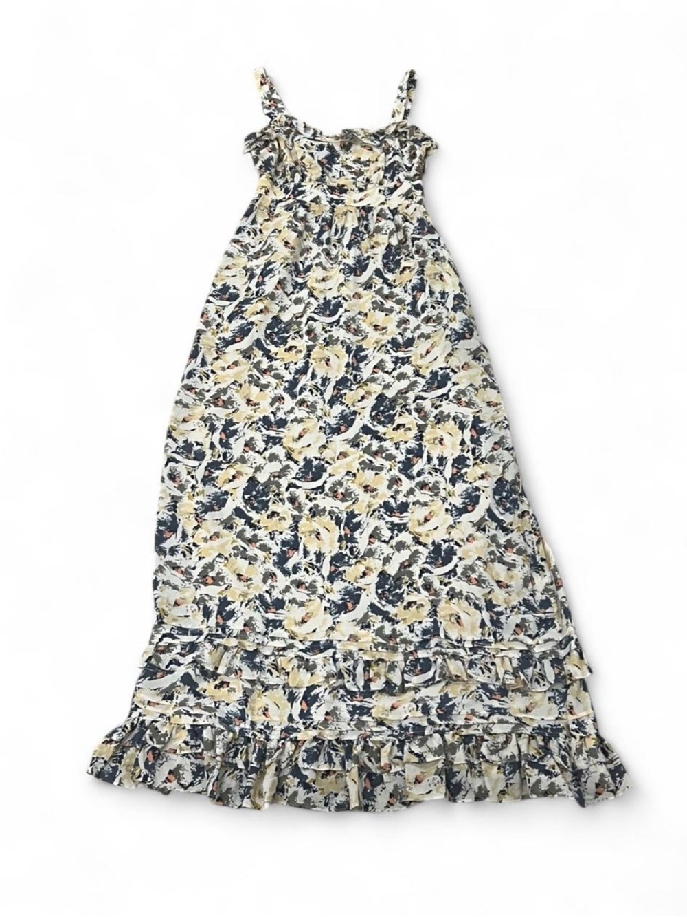 Moulinette Soeurs Anthropologie Silk Floral Maxi Dress 0 Cottagecore Boho